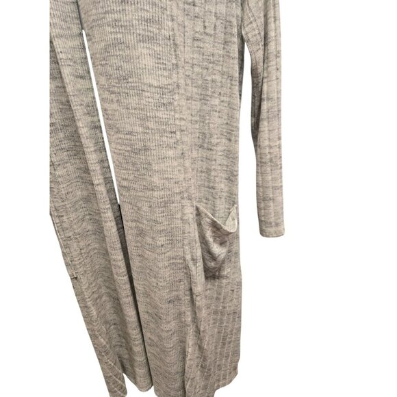 Ruby RD Long Cardigan Womens M Grey Ribbed Knit Duster Long Sleeve Open Front - Picture 4 of 6